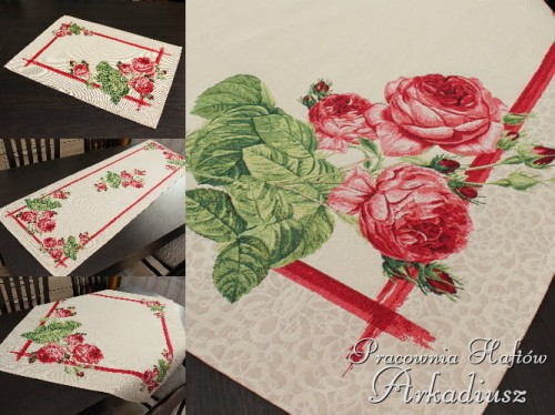 Bieżniki i serwety gobelinowe "Czerwone róże"