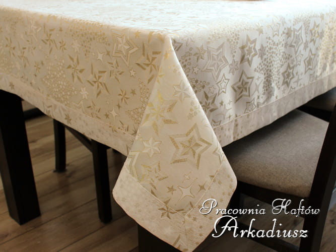 Obrusy świąteczne "złote gwiazdy" - prostokąt