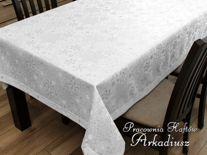 Obrusy świąteczne "Srebrne gwiazdy" - prostokąt