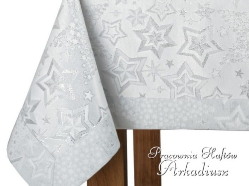 Obrusy świąteczne "Srebrne gwiazdy" - prostokąt