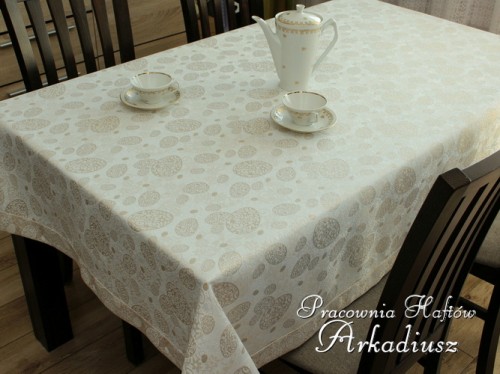 Luksusowy obrus wielkanocny kremowo złoty