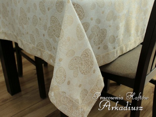 Luksusowy obrus wielkanocny kremowo złoty