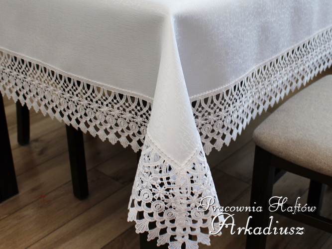 Obrusy z koronką gipiurową "Honorina" białe