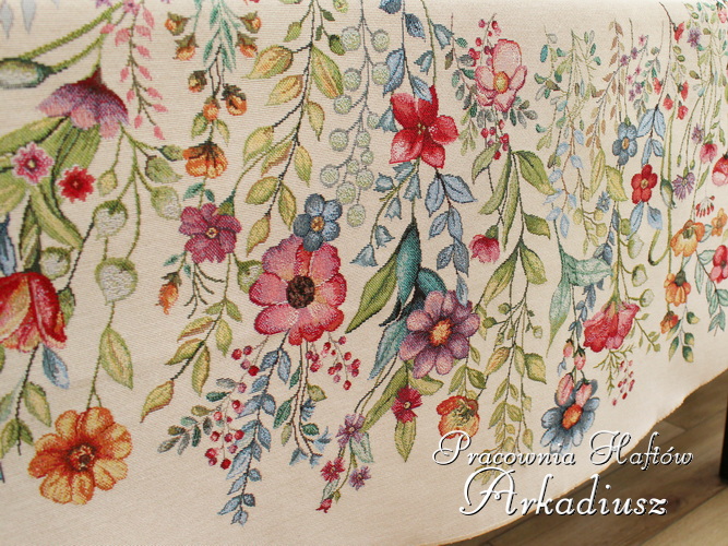 obrus gobelinowy kwiaty różne rozmiary prostokątny i okrągły