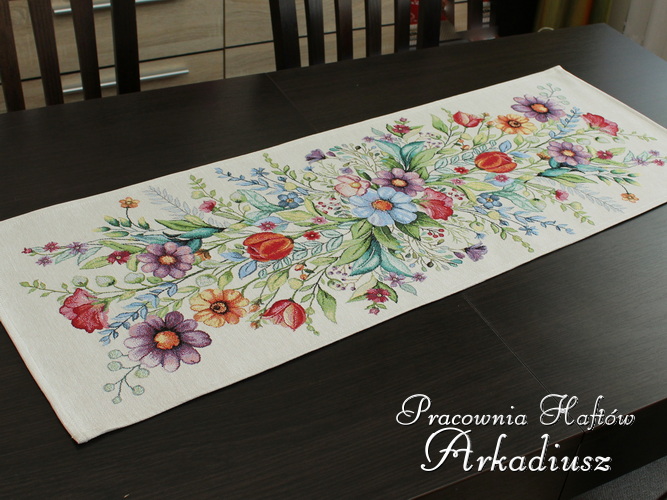 Bieżnik gobelinowy 38x100 "Folk kwiaty"