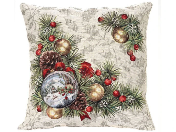 Poszewka gobelinowa Stroik 45x45 cm z dekoracyjnym wzorem świątecznym po obu stronach