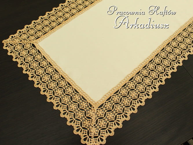 Bieżnik z gipiurą "Julia" ekri + beż prostokąt