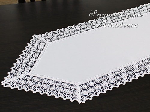 Biały bieżnik z gipiurą "Julia" - rożek