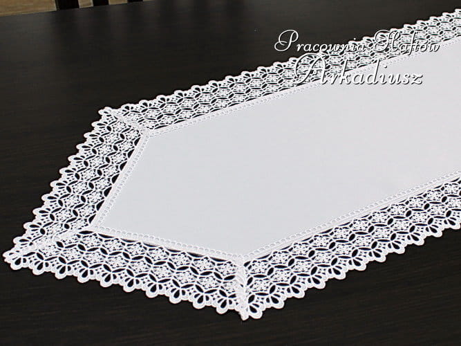 Biały bieżnik z gipiurą "Julia" - rożek