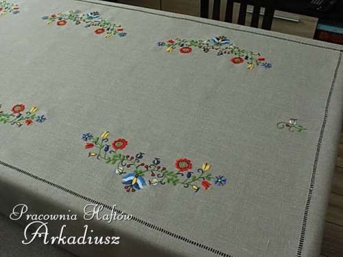 Obrus kaszubski szary KASZ04