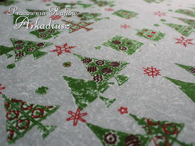 Zielone Choinki - obrusy świąteczne