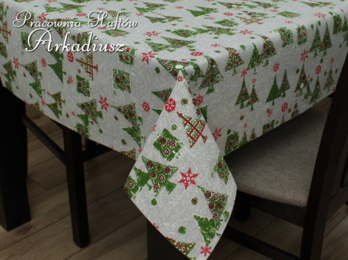 Obrus świąteczny Zielone Choinki