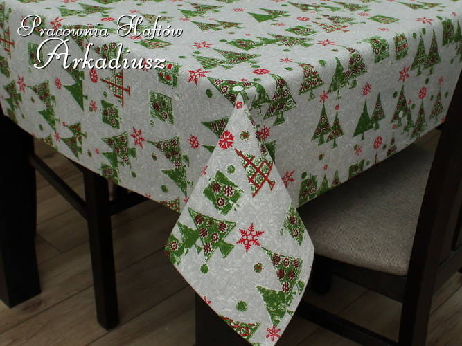 Obrus świąteczny Zielone Choinki