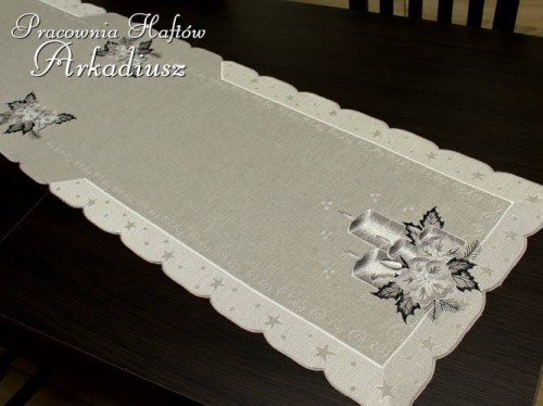 długi bieżnik świąteczny "Szare świece"
