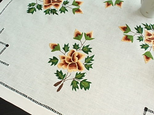 "Herbaciane róże" haft ręczny 80x80