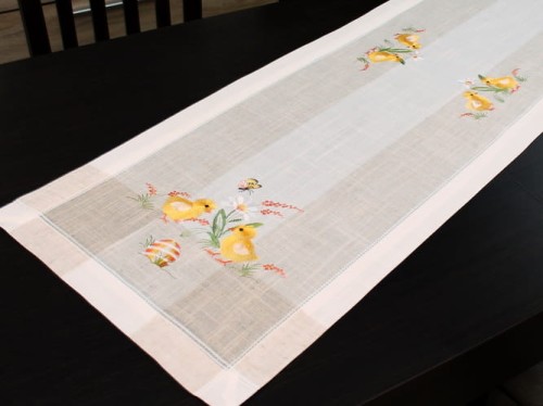 Bieżnik wielkanocny "Kurczaki na lnie" 40x140