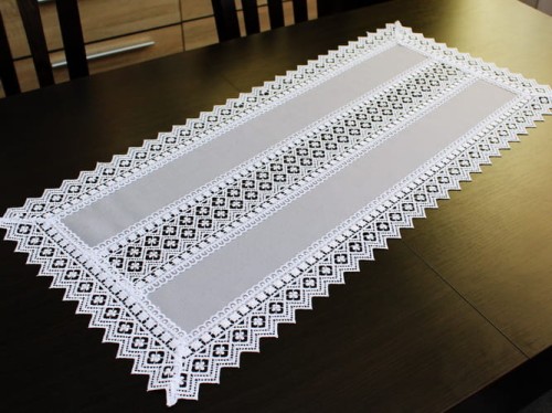 Bieżnik z gipiurą "wstawka" 40x80 szary