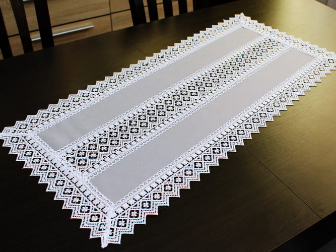 Bieżnik z gipiurą "wstawka" 40x80 szary