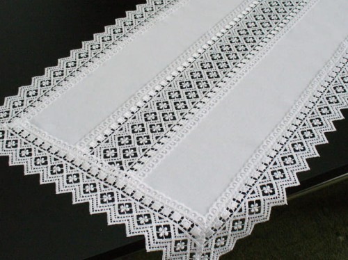 Bieżnik z gipiurą "wstawka" biały